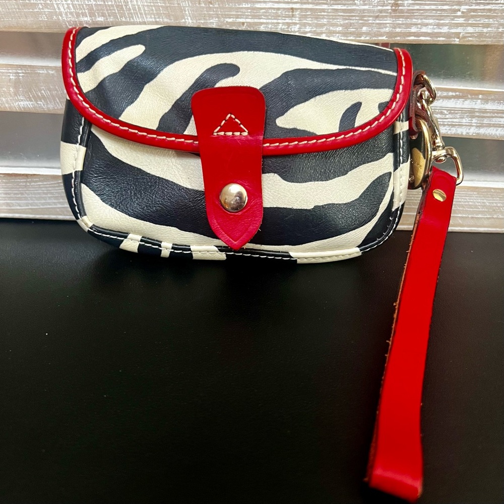 DOONEY & BOURKE Out of Africa Zebra Print Leather Wristlet